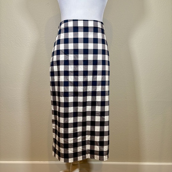 Banana Republic Navy and White Gingham Midi Skirt Size 6 - Picture 2 of 10